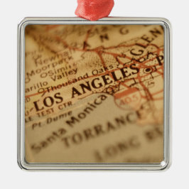 LOS ANGELES  Map Metalen Ornament