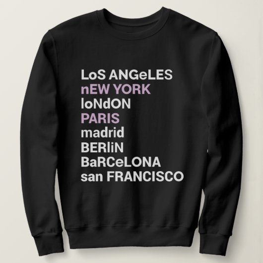 Los Angeles New York Londres Paris Sweatshirt (Design devant)