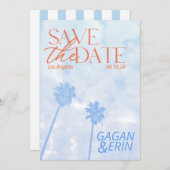 Los Angeles palm Tree bewaar de datum.  blik Save The Date (Voorkant / Achterkant)