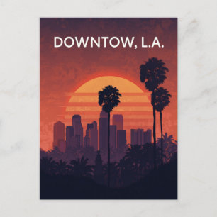 Los Angeles Palmboom Zonsondergang Briefkaart