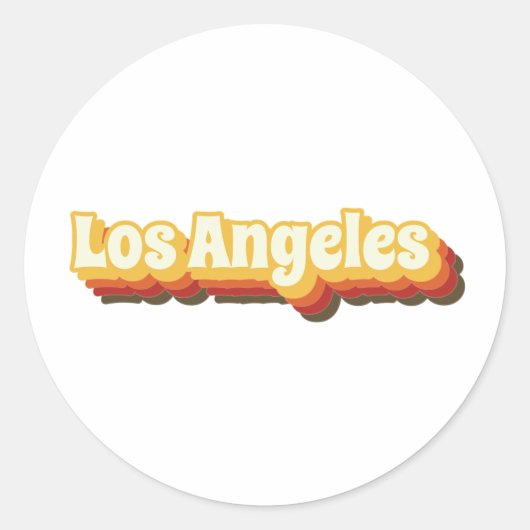 Los Angeles Retro Tekst Ronde Sticker (Voorkant)