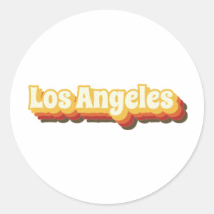 Los Angeles Retro  Tekst Ronde Sticker