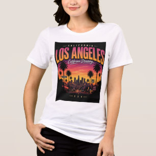 Los Angeles Retro Zonsondergang Skyline California Tri-Blend Shirt