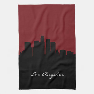 Los Angeles Skyline Donkerrood Theedoek