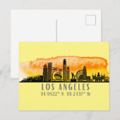 Los Angeles Skyline Latitude en Longitude Briefkaart (Voorkant / Achterkant)