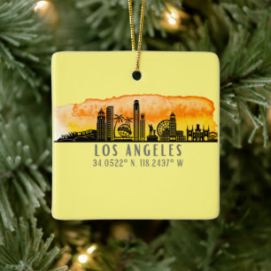Los Angeles Skyline Latitude en Longitude Keramisch Ornament
