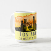 Los Angeles Skyline Latitude en Longitude Koffiemok (Voorkant links)