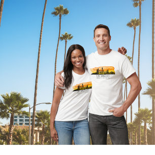 Los Angeles Skyline Latitude en Longitude T-Shirt