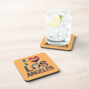 Los Angeles Skyline Sunset & Hollywood Typografie Bier Onderzetter