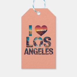 Los Angeles Skyline Sunset & Hollywood Typografie Cadeaulabel