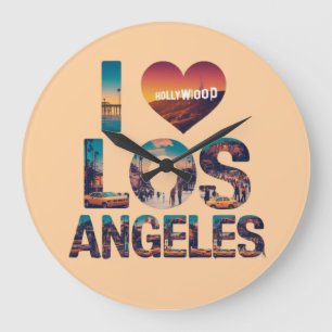 Los Angeles Skyline Sunset & Hollywood Typografie Grote Klok