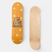 Los Angeles Skyline Sunset & Hollywood Typografie Skateboard (Voorkant)