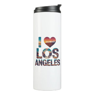 Los Angeles Skyline Sunset & Hollywood Typografie Thermosbeker