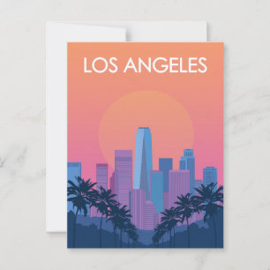 Los Angeles Skyline Sunset met palmbomen Briefkaart