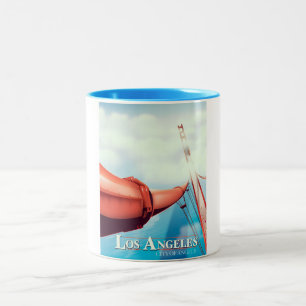 Los Angeles "stad van engelen" Vakantieposter. Tweekleurige Koffiemok