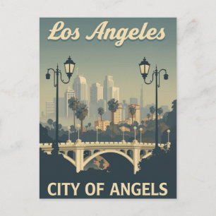Los Angeles Stad van Engelen Vintage Kunst Briefkaart