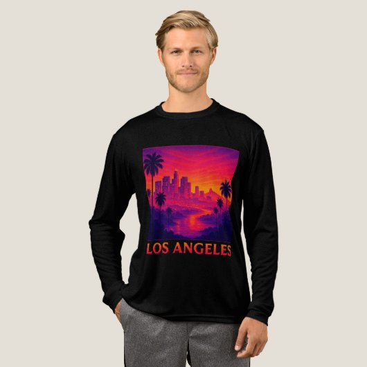 Los Angeles Sunset Skyline Graphic Tee Tri-Blend Shirt (Voorkant)