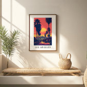 Los Angeles Sunset Skyline Poster