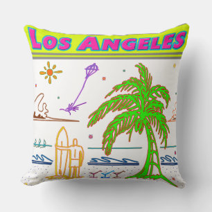 "Los Angeles" Surfer Beach Coussin