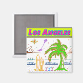 "Los Angeles" Surfer Beach Magnet (Recto/Verso)