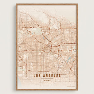 Los Angeles Terracotta Kaart LA Wanddecoratie Post Poster