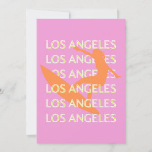 Los Angeles Travel Art, Californië, Reizen, Roze Feestdagenkaart