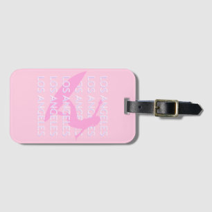 Los Angeles Travel Art, Californië, Roze, Preppy Bagagelabel