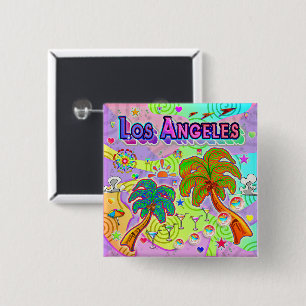 Los Angeles Vakantie Doel Knop Vierkante Button 5,1 Cm