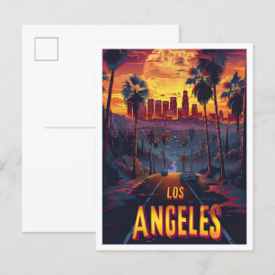 Los Angeles Verenigde Staten Illustratie Reizen Briefkaart