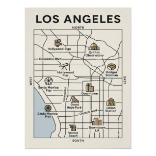 Los Angeles verkennen - Minimalistisch iconisch ka Perfect Poster