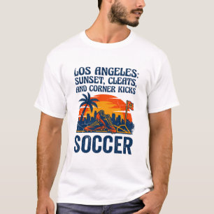 Los Angeles Voetbal Sunset Kleddernierhoek trappen T-shirt
