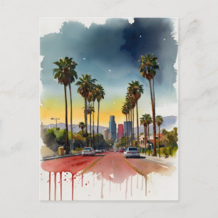 Los Angeles waterverf kunst Briefkaart
