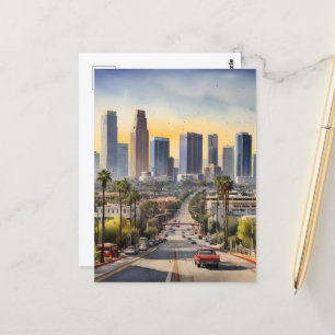 Los Angeles waterverf kunst Briefkaart