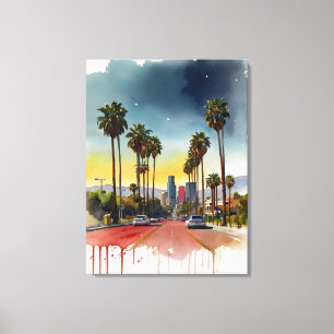 Los Angeles waterverf kunst Canvas Afdruk