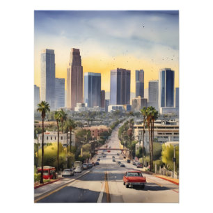 Los Angeles waterverf kunst Foto Afdruk