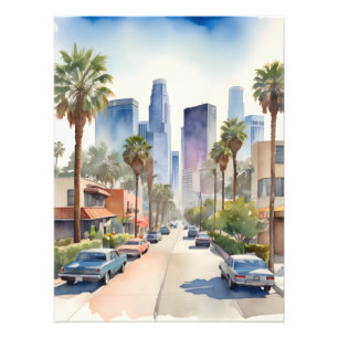 Los Angeles waterverf kunst Foto Afdruk