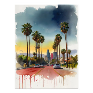 Los Angeles waterverf kunst Foto Afdruk