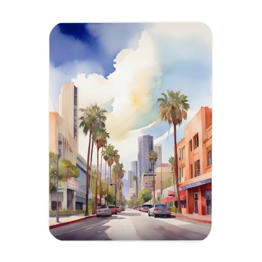 Los Angeles waterverf kunst Magneet (Verticaal)