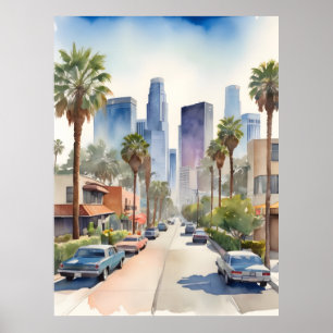 Los Angeles waterverf kunst Poster