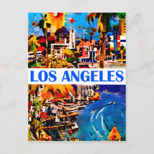 Los Angeles westkust, Verenigde Staten, vintage-re Briefkaart