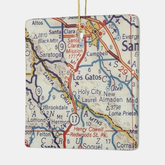 Los Gatos CA map Keramisch Ornament (Links)