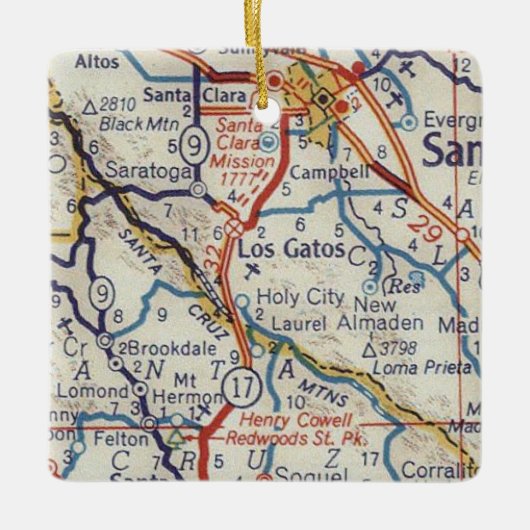 Los Gatos CA  map Keramisch Ornament (Voorkant)