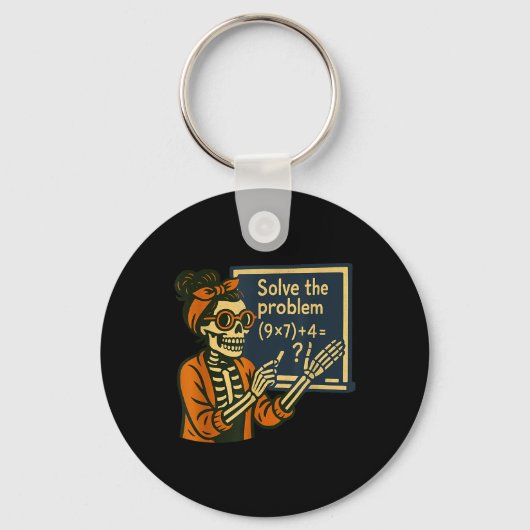 Los het probleem op 9x7+4 67 Meme Zes Zeven Skelet Sleutelhanger (Voorkant)