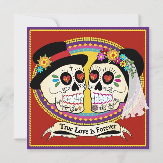 Los Novios Square Huwelijksuitnodiging (Engels) Kaart (Voorkant)