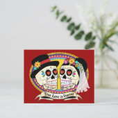 Los Novios Sugar Skull Briefkaart (Engels) (Staand voorkant)