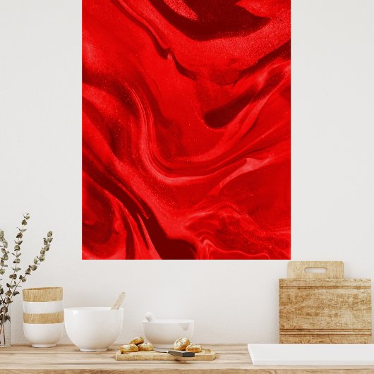 Losief rode esthetische gradiënt poster (Keuken)