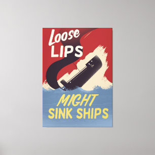 Loslippigheid kan schepen doen zinken canvas afdruk