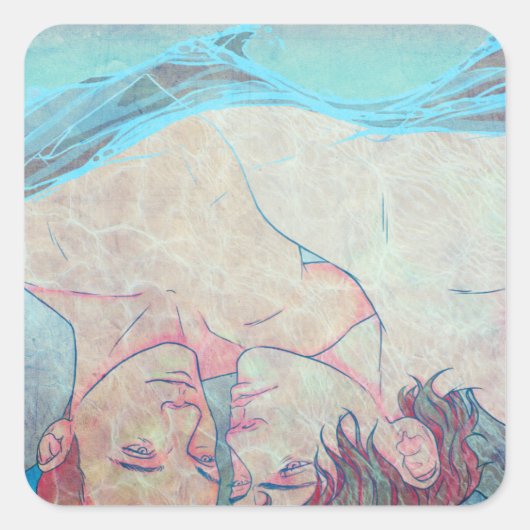 Losse lippen vierkante sticker (Voorkant)