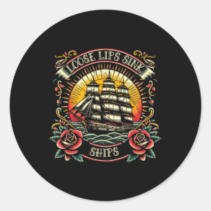 Losse lippen zinken schepen Traditioneel nautisch  Ronde Sticker