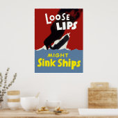 Losse Lips Might Sink Ships — Grens Poster (Keuken)